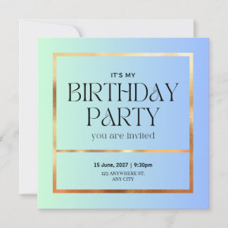 Elégant Bleu & Or Invitation Anniversaire