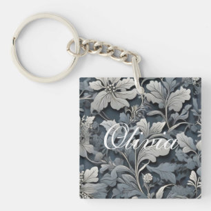 Elégant bleu poussiéreux argent blanc gris gris fl