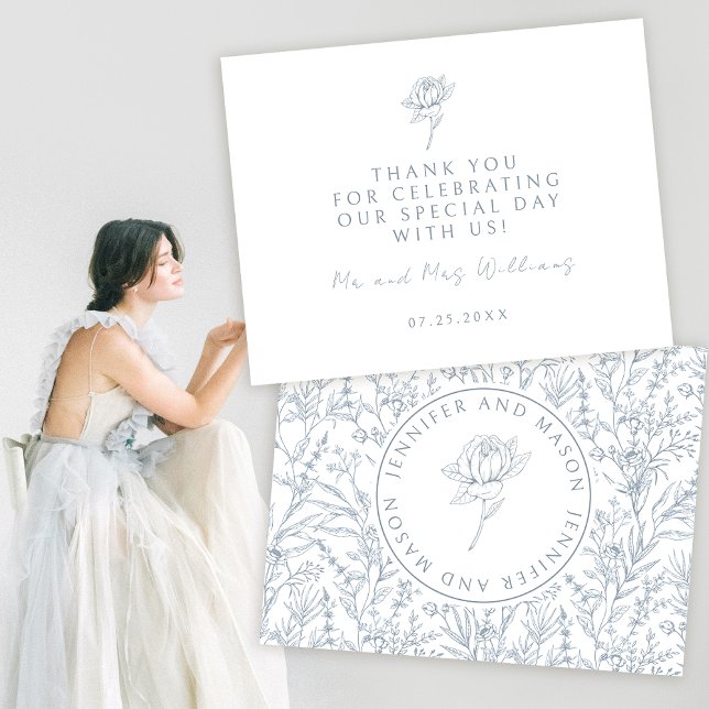 Elégant bleu poussiéreux mariage français merci ca (Créateur téléchargé)