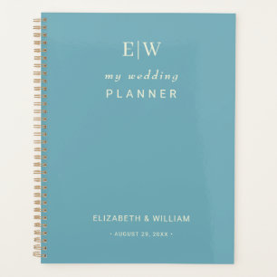 Élégant bleu rétro simple avec Mariage Monogram