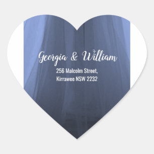 Élégant Bleu Romantique Adresse de retour Sticker 