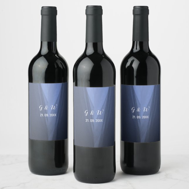 Elégant Bleu Romantique Vin et Étiquette de vin pé (Bouteilles)
