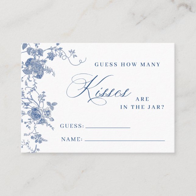 Élégant bleu victorien Floral Combien de carte de  (Devant)