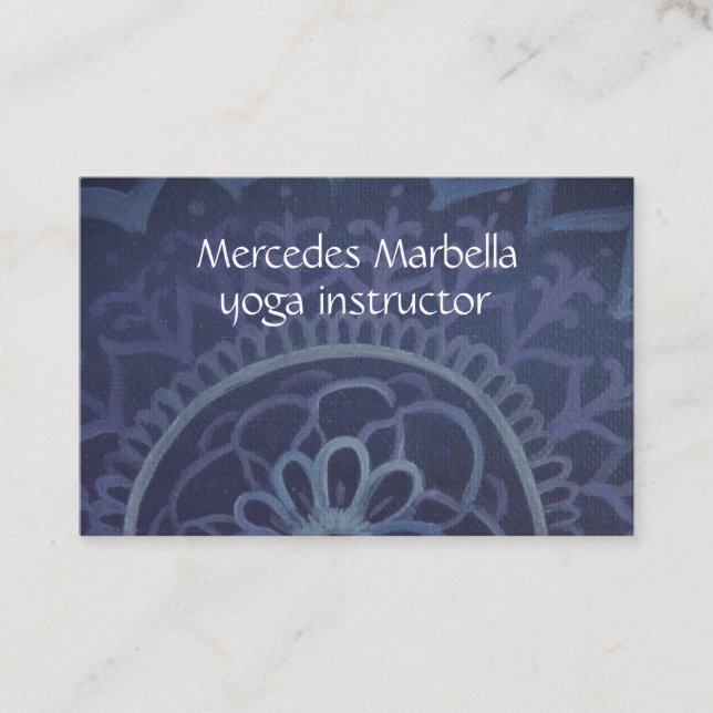 Elégant bleu yoga instructeur mandala Carte de vis (Devant)
