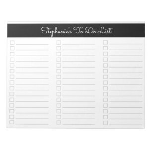 Élégant bloc-notes à trois colonnes gris noir 8,5x