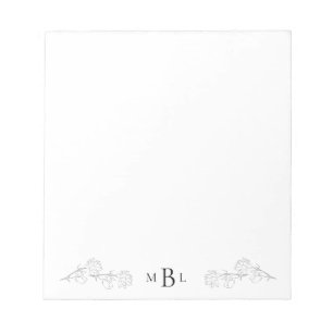 Élégant Bloc-notes pour monogramme de jasmin tiré