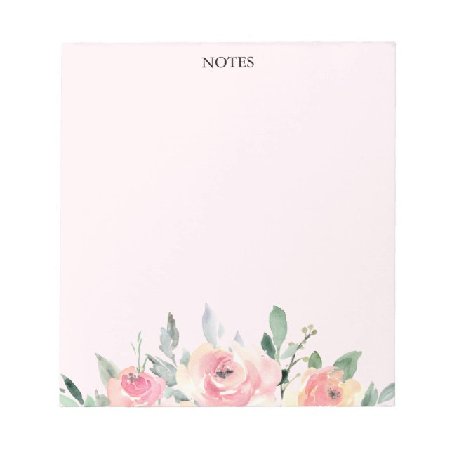 Élégant Bloc-notes rose floral - Faites-le personn (Devant)