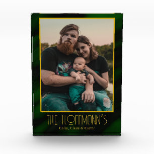 Élégant bloc photo Emerald Green Gold Frame