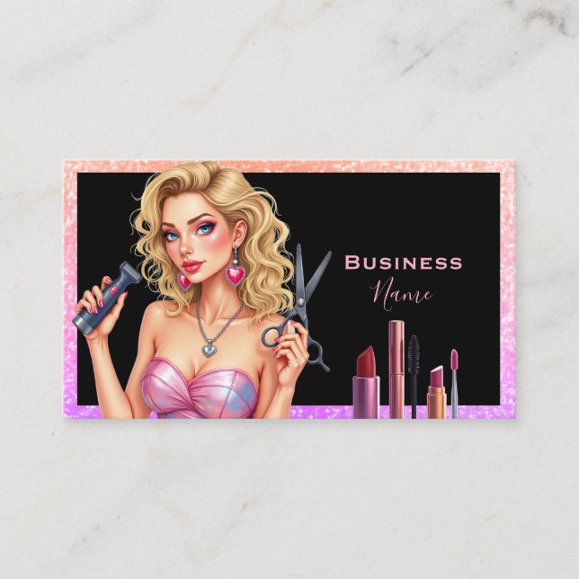 Elegant Blonde Lady Hair Makeup Visitenkarte (Vorderseite)