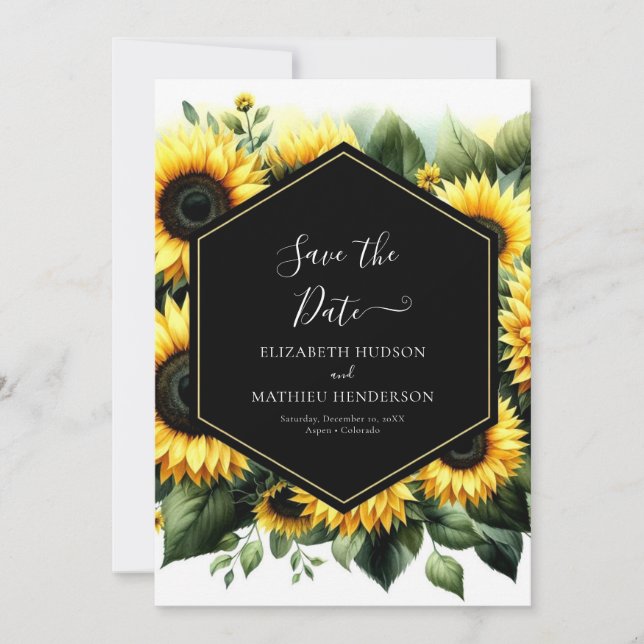 Elegant Bloom Sunflower Wedding Save The Date (Vorderseite)