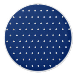 Elegant Blooming Flower Pattern on Navy Blue Keramikknauf
