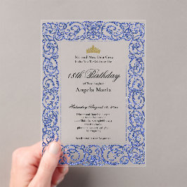 Elegant Blue 18th Birthday Debut Acryleinladungen