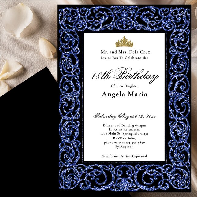 Elegant Blue 18th Birthday Debut Einladung (Von Creator hochgeladen)