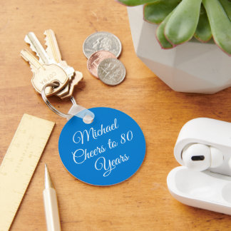 Elegant Blue 80th Birthday Keychain Schlüsselanhänger