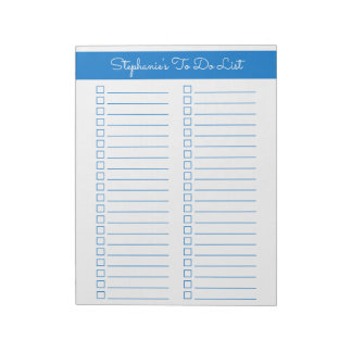 Elegant Blue 8.5x11 Two Column Checklist Notizblock