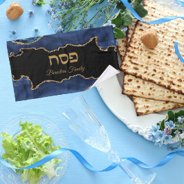 Elegant Blue Agate Hebrew Pessach Handtuch