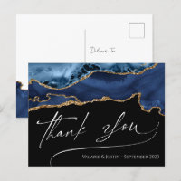 Elegant Blue Agate Vielen Dank Postcard