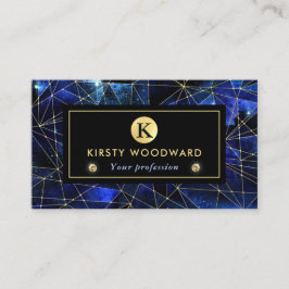 Elegant Blue and Gold Midnight Crystal Galaxy Visitenkarte