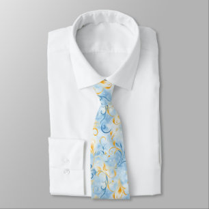 Elegant Blue and Gold Paisley Inspiriert Leaf Krawatte
