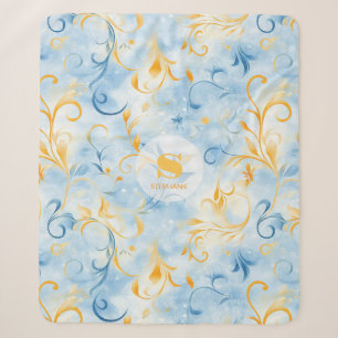 Elegant Blue and Gold Paisley Inspiriert Leaf Sherpadecke