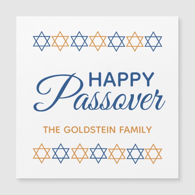 Elegant Blue and Gold Star von David Happy Passove Magnetkarte (Vorderseite)