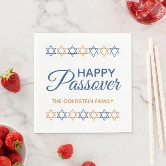 Elegant Blue and Gold Star von David Happy Passove Serviette