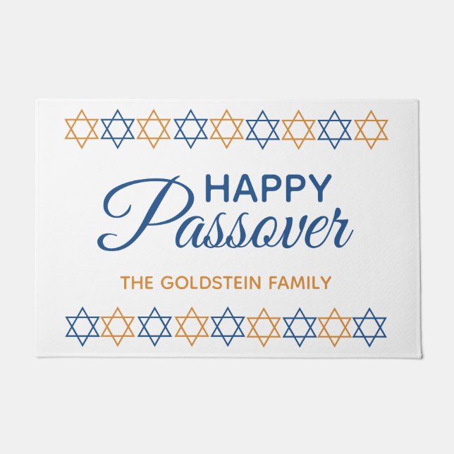 Elegant Blue and Gold Star von David Passover Fußmatte (Vorderseite)