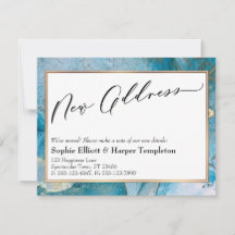 Elegant Blue and Gold Tinte Ankündigung neuer Adre