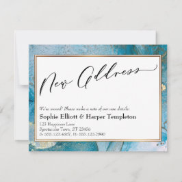 Elegant Blue and Gold Tinte Ankündigung neuer Adre