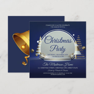 Elegant Blue and Silver Christmas Party Einladung