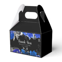 Elegant Blue and Silver Flowers Birthday Party