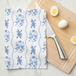 Elegant Blue and White Floral Kitchen Towel Geschirrtuch