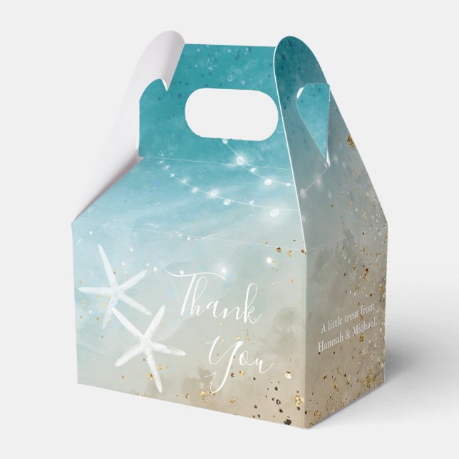 Elegant Blue Aquamarin Vielen Dank Starfish Beach  Geschenkschachtel (Vorderseite)