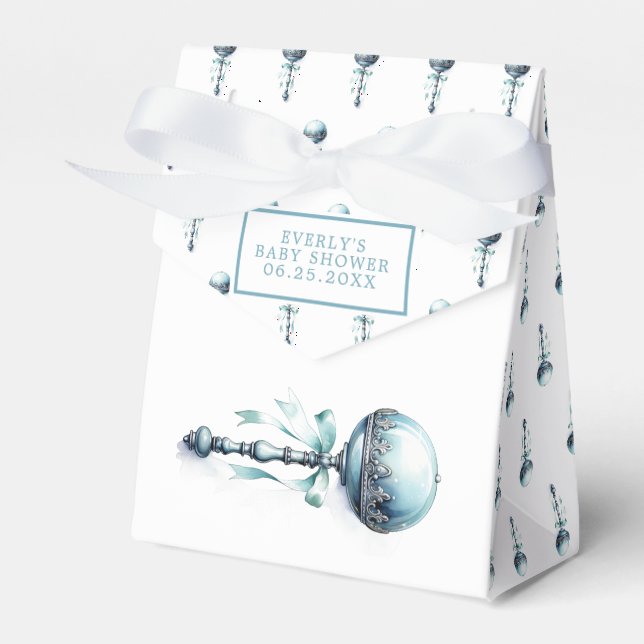 Elegant Blue Baby Rattle Boy Baby Shower Geschenkschachtel (Vorderseite)