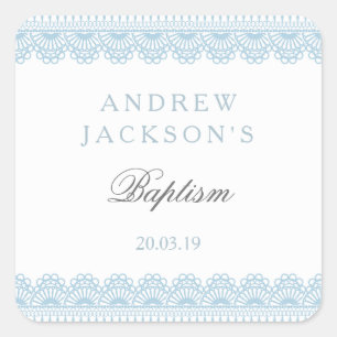 Elegant Blue Baptism Sticker Tags