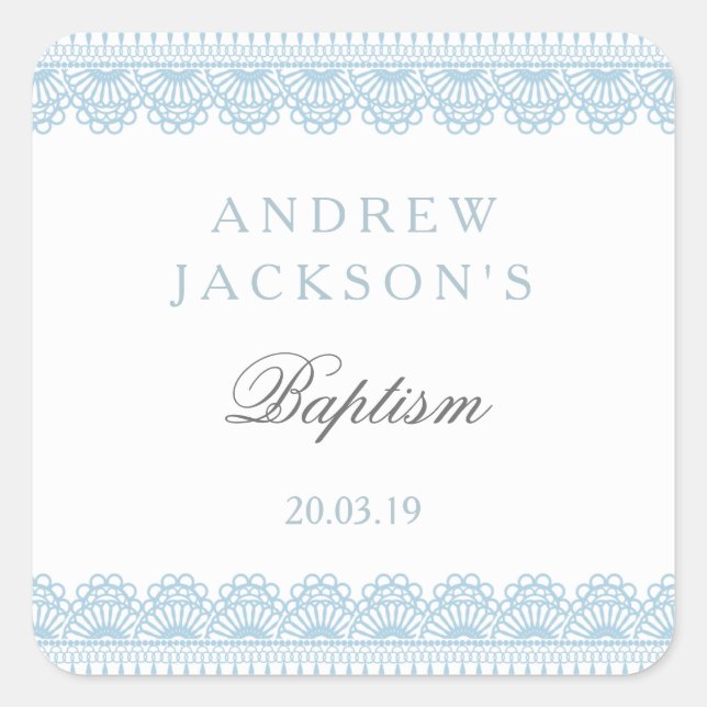 Elegant Blue Baptism Sticker Tags (Vorderseite)