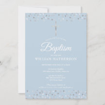 Elegant Blue Baptisse Christening Silver Hearts