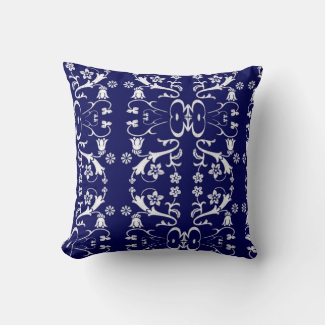 Elegant Blue Batik Pillow Kissen (Vorderseite)