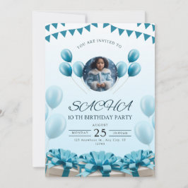 Elegant Blue Birthday Einladung | Modernes Design