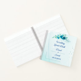 Elegant Blue Blume Custom Wedding Guest Notizbuch