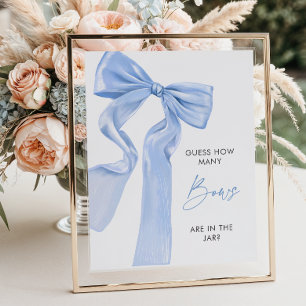 Elegant Blue Bow Baby Dusche wie viele Bows Poster