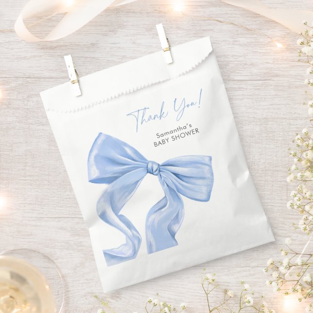 Elegant Blue Bow Baby Shower Geschenktütchen (Ausgeschnitten)