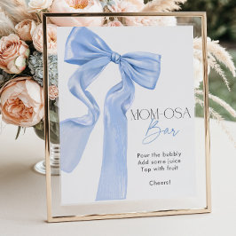 Elegant Blue Bow Baby Shower Momosa Bar Poster