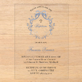 elegant blue bow | Baptism Acryleinladungen