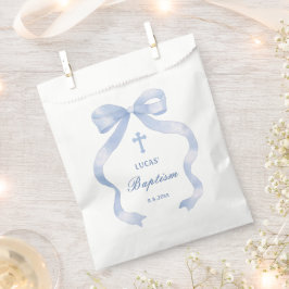 Elegant Blue Bow Baptisse Geschenktütchen