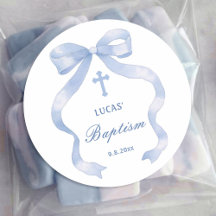 Elegant Blue Bow Baptisse