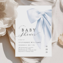 Elegant Blue Bow Boy Baby Shower Einladung