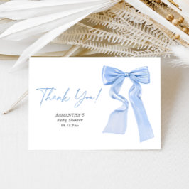 Elegant Blue Bow Coquette Baby Shower Dankeskarte
