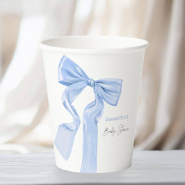 Elegant Blue Bow Coquette Baby Shower Pappbecher