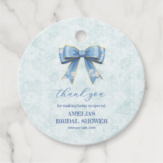 Elegant Blue Bow Engagement Party Invitation Geschenkanhänger